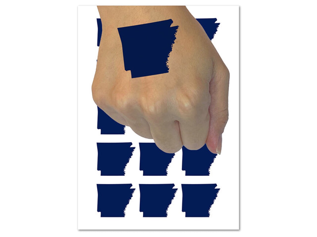 Arkansas State Silhouette Temporary Tattoo Water Resistant Fake Body Art Set Collection (1 Sheet)